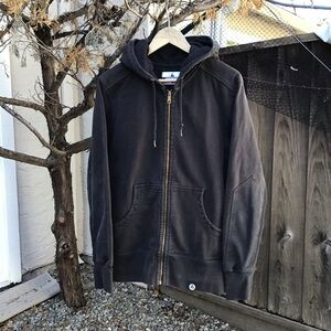 American Giant Moto Full Zip Hoodie Black Mens Medium Made In USA